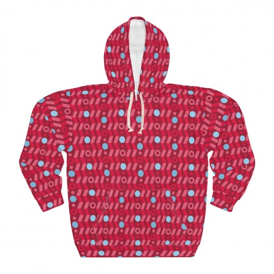 UnisexRed With Blue Dots Pullover Hoodie