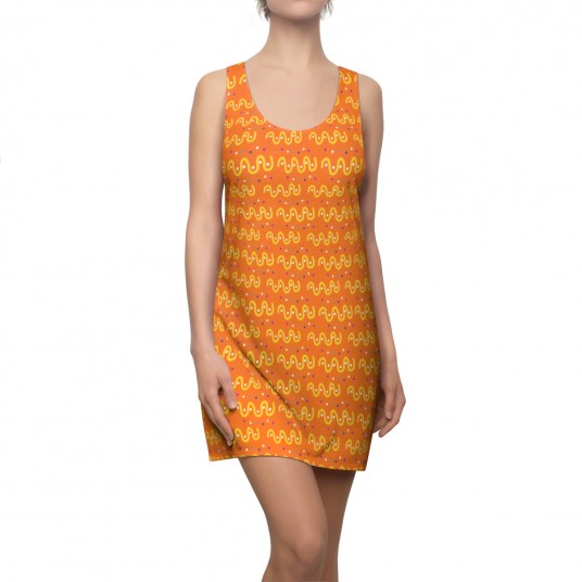 Women s Colorful Lines Orange Racerback Dress 