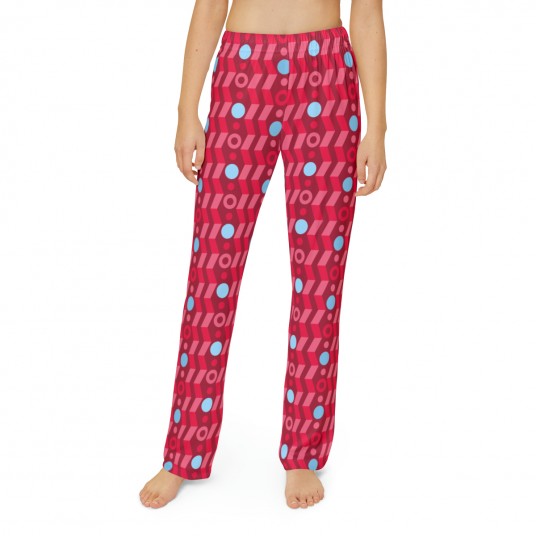 Kids Red With Blue Dots Pajama Pants 
