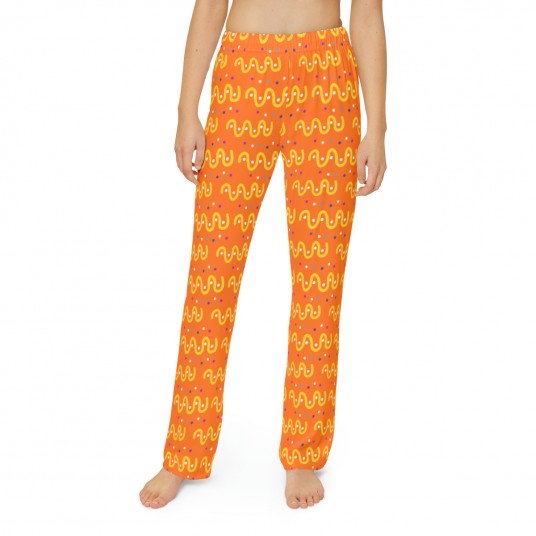 Kids Colorful Lines Orange Pajama Pants 