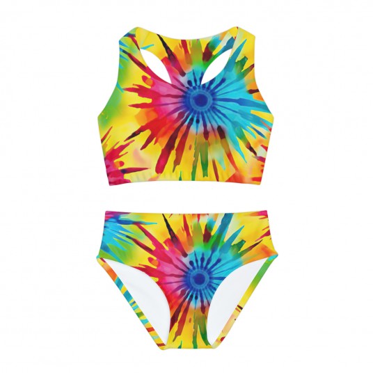 Girls Yellow tie dyed Swimsuit
