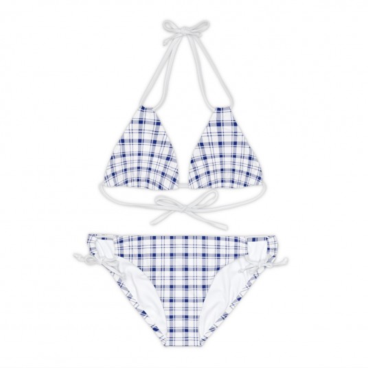 Blue Plaid Bikini Set 