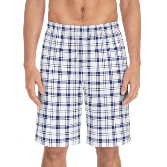 Blue Plaid  Board Shorts 