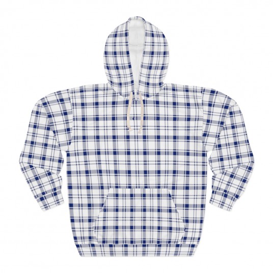Blue Plaid Pullover Hoodie