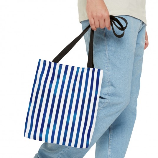 Blue Striped Tote Bag