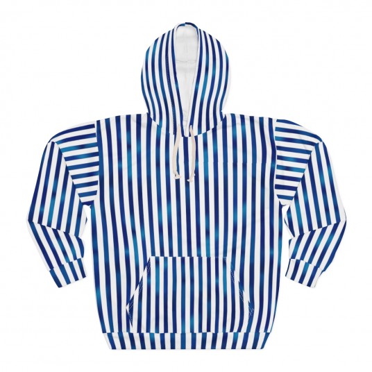 Blue Striped Pullover Hoodie 