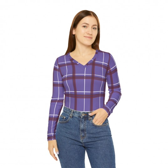 Women s Purple Plaid V-neck
