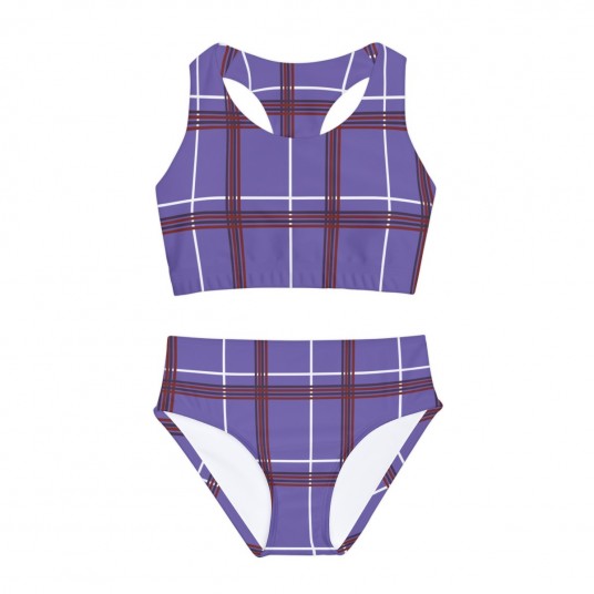 Girls TPurple Plaid Swimsuit 