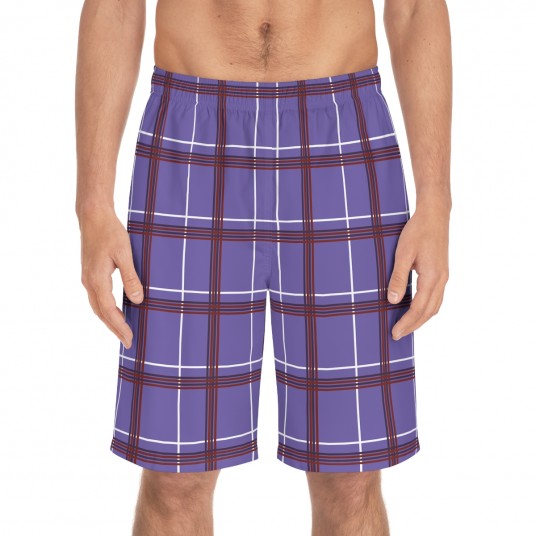 Men s Purple Plaid Board Shorts