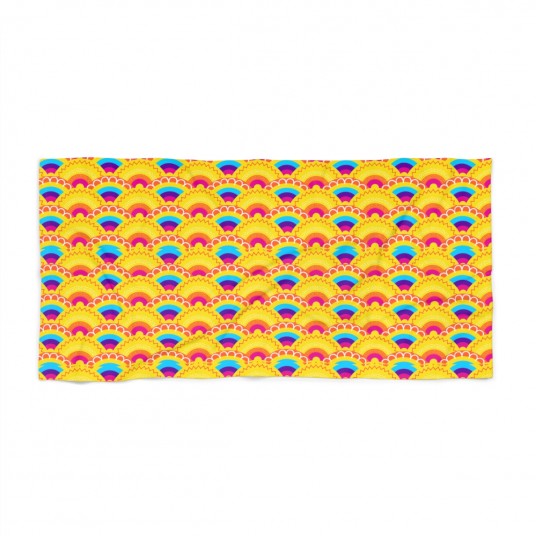 Yellow Rainbow Scales Beach Towel