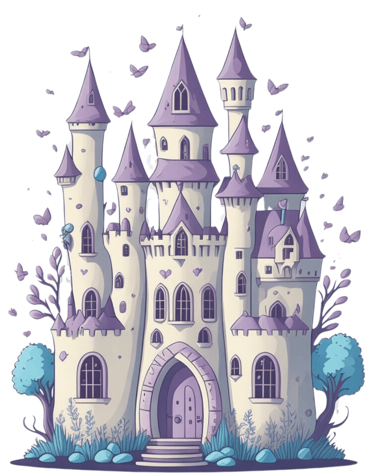 Pastel castle digital download clipart