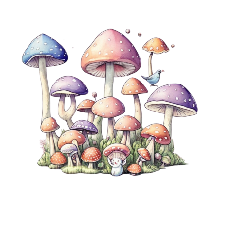 12 Mushroom Watercolor Clipart AI Downloadable Digital Generated Art PNG Clipart Files Instant Digital Download Clipart Bundle