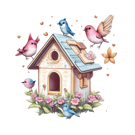 12 Bird Houses Style AI Downloadable Digital Generated Art PNG Clipart Files Instant Digital Download Clipart Bundle