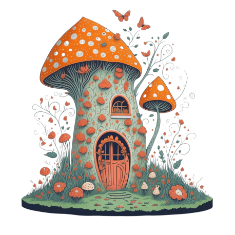 20 Mushroom Houses Style AI Downloadable Digital Generated Art PNG Clipart Files Instant Digital Download Bundle