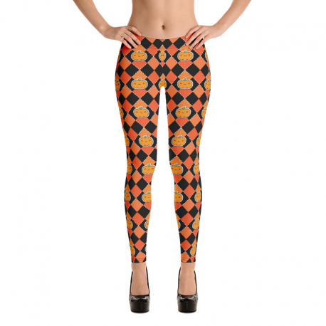 Plaid pumpkin Halloween leggings