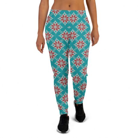 Light blue and red snowflake Women's Joggers sweatpants