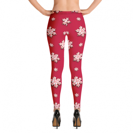 Red Leggings with white snowflakes
