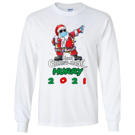 Merry Christmas long sleeve tshirt with a mask