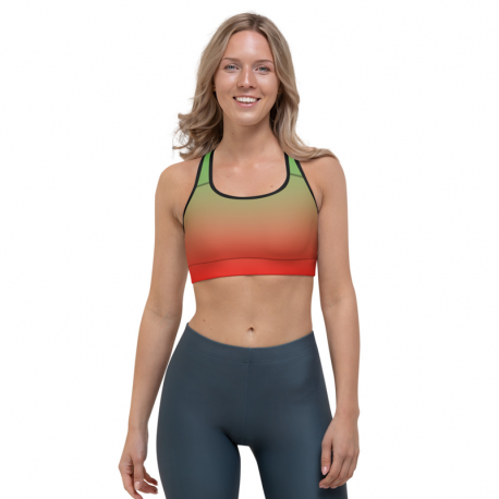 Christmas red and green gradient Sports bra