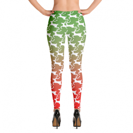 Red and green gradient Christmas Leggings 3