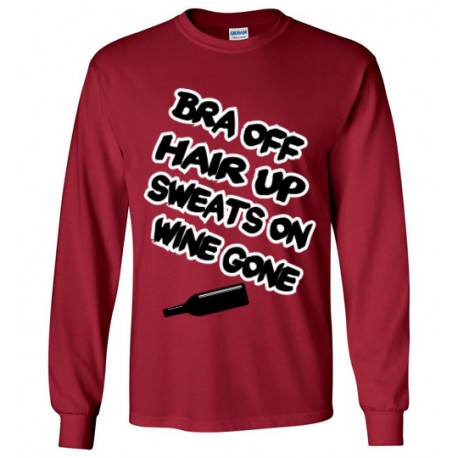 Bra Off Wine Bottle LS Tshirt