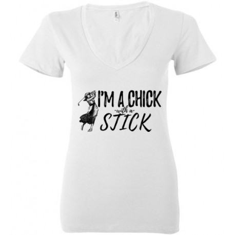 Chick with a stick ladies golf Teeshirt