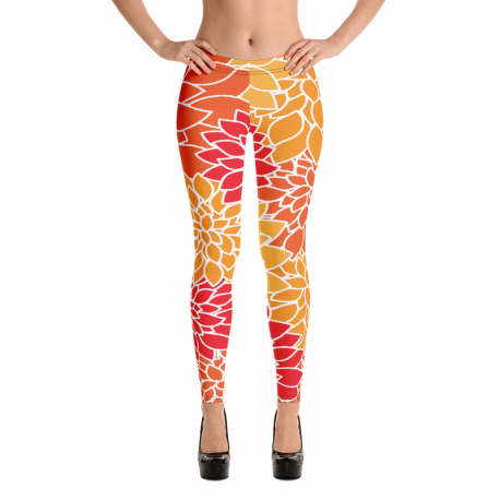 Orange abstract All-Over Print Leggings, orange cute leggings, abstract leggings, orange leggings, capri leggings, orange capri