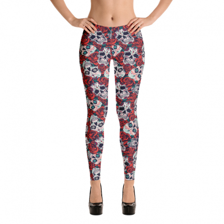 Skull and red roses gradient leggings, Halloween Skulls,  Halloween costumes, Halloween costume ideas, easy Halloween costumes,