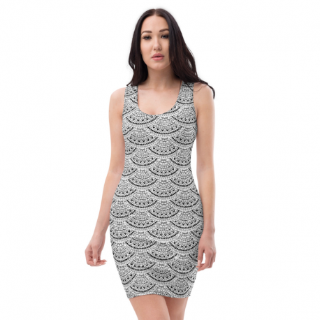 Black and white lace bodycon dress