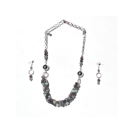 M12 Twisted Tri-Colored Pearl Necklace Set