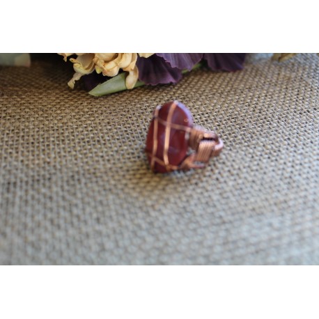 Pharaoh's Ring Copper with Red Creek Jasper Stone - Size 7