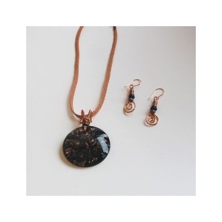 M3 Midnight Blue Murano and Copper Necklace Set