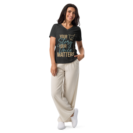YCBF Your Story | Your Voice Matters Women’s Relaxed V-Neck T-Shirt