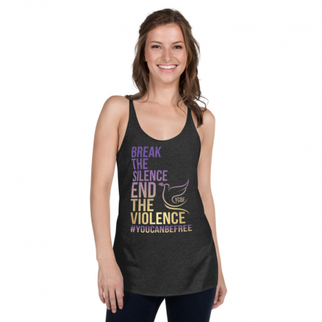 YCBF Break The Silence Women's Racerback Tank- Purple/ Gold Gradient