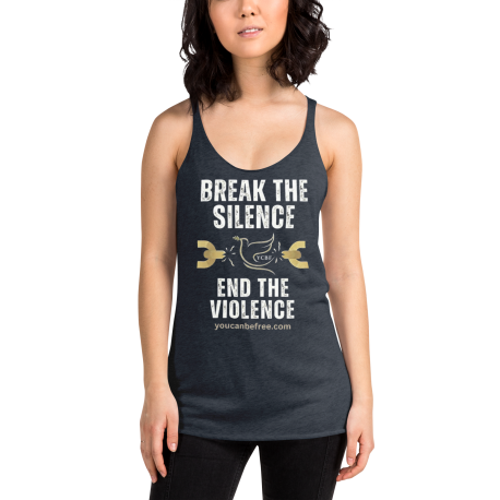 YCBF Break The Silence Women's Racerback Tank- White Lettering