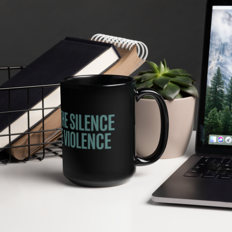 YCBF Break The Silence Black Glossy Mug
