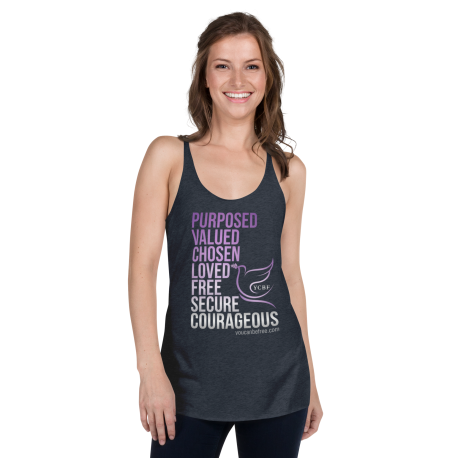 YCBF PVC Women's Racerback Tank- Purple/ Gray Gradient