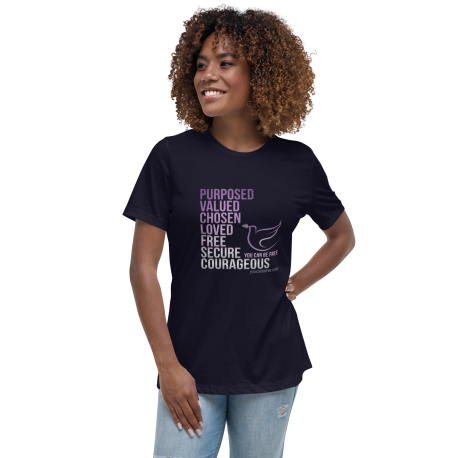 YCBF PVC Purple/ White Gradient Women's T-Shirt- Freedom Dove with You Can Be Free