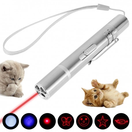 LED Laser Pointer Cat Toys USB Rechargeable Laser Pointer 7 Mini Flashlight