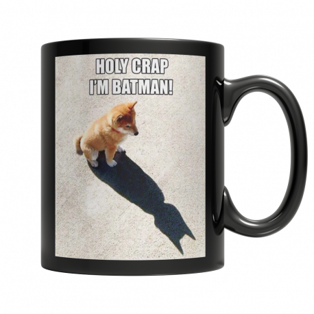 Holy Crap, I'm Batman!  11oz Black Ceramic Mug (MondoPooch Exclusive)