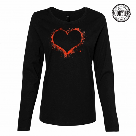 Heart Splatter Womens Scoop Long Sleeve T-Shirt
