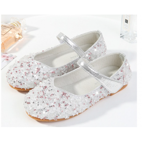 Baby Girl Leather Shoes Kids Floral Princess Shoes Children Dress Shoes With Pearls Sweet Soft Elegant For Wedding Party  0003