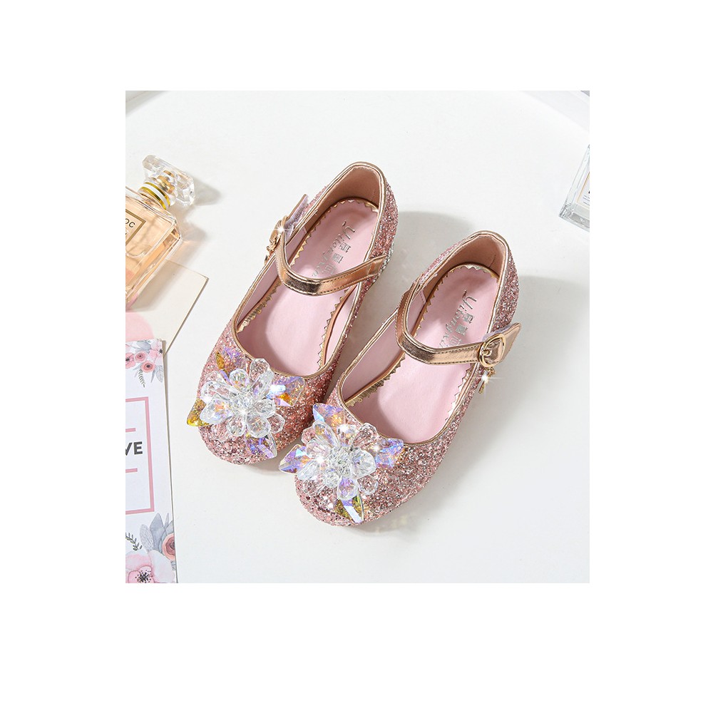 Baby Girl Leather Shoes Kids Floral Princess Shoes Children Dress Shoes With Pearls Sweet Soft