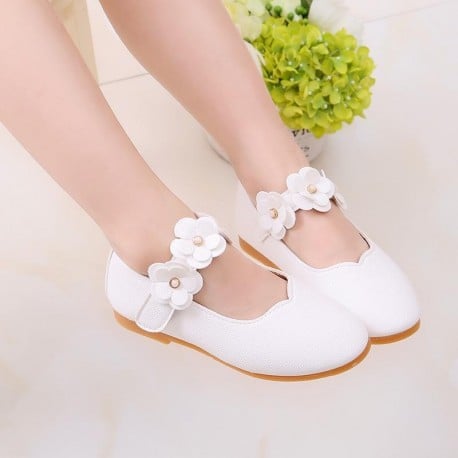 112 Year Old Kids Baby Toddler Flower Children Wedding Party Dress Princess Leather Shoes For Girls School Dance Shoes White