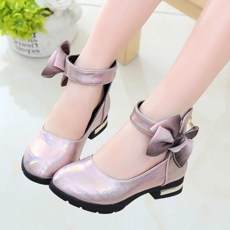 Pink Childrens Girls Leather Shoes Kids High Heeled Girls Princess Shoes For Party Wedding Big Girls Dress Shoes chaussure fill
