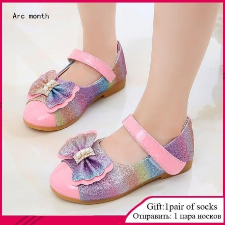 2020 New Kids Shoes For Girls Shoes Children Kids Casuals Shoe Baby Girl Pearl Bowknot Bling Single Princess Casual Shoes