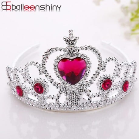 BalleenShiny Princess Crown Headwear Hair Ornament Baby Girls Fashion Silver Plastic Hair Accessories Children Kids Photo Prop