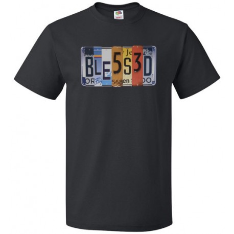 Blessed License Plate Letters T-shirt Christian Apparel