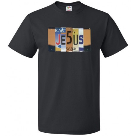 Jesus License Plate Letters Christian T-shirt Apparel Wear