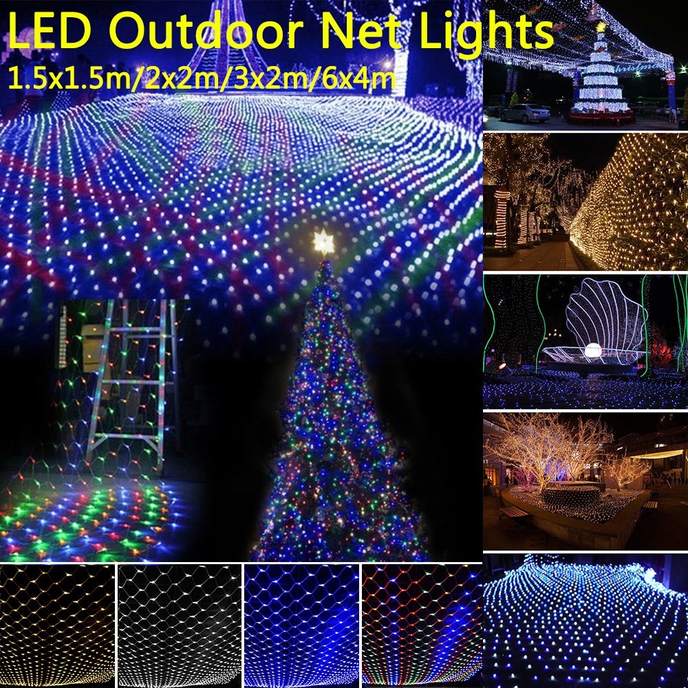 220V Led Net String Lights Outdoor Waterproof Party Wedding Christmas ...